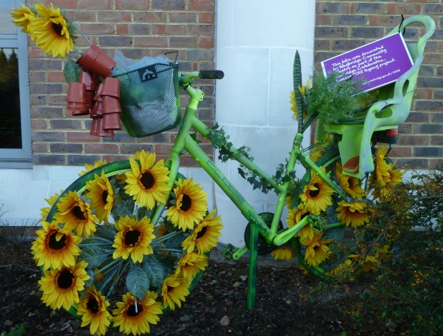 Green Bike with Sunflowers