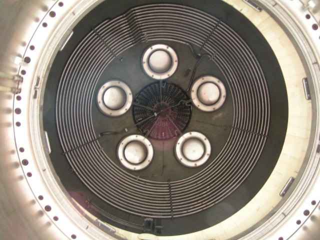Looking up into an old 'spark chamber'