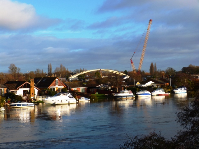 Thames in Flood at Walton, with the New Bridge appearing in the background