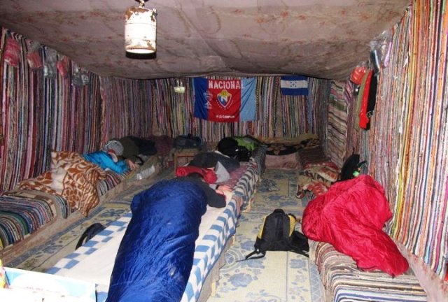 Taking a quick nap wrapped in blankets before the sunrise