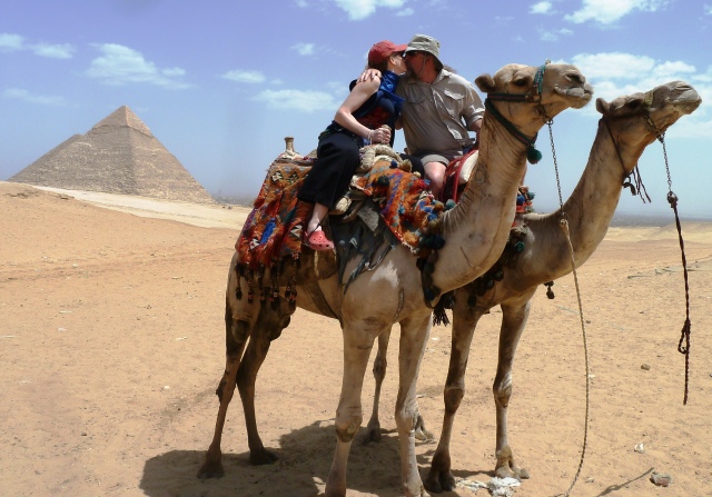 Honeymoon, Egypt, Pyramids, Camels, Kiss, Didn't fall off!, Phew, Perfect