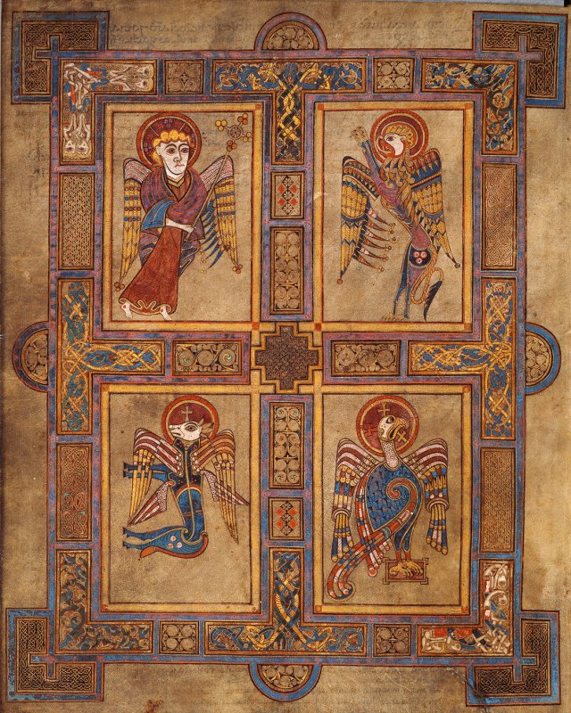 The four Evangelists from the Book of Kells http://tcld.wordpress.com/2013/03/15/book-of-kells-now-free-to-view-online/