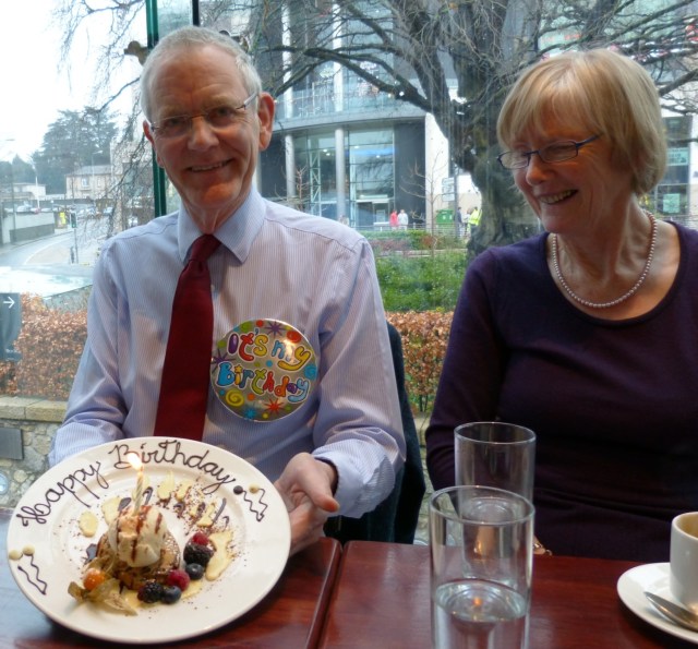 Dad & Mum this afternoon at our meal celebrating his 70th birthday