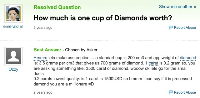 A cup of diamonds