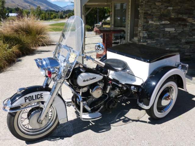 The best 'Sons of Anarchy' Police bike ever!  Near Paradise, New Zealand