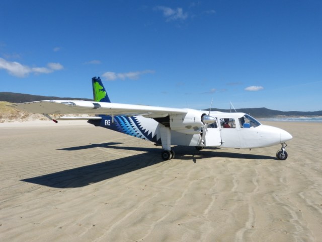 The highlight of our New Zealand Trip!  Landing on a beach on Stewart Island in a tiny 10 seater plane!!